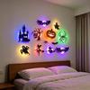 Halloween LED 3D Wall Stickers, PET Luminous Bat Pumpkin Spider Witch Castle Tree Night Light, Glowing Wall Decals for Room Window Garage Party