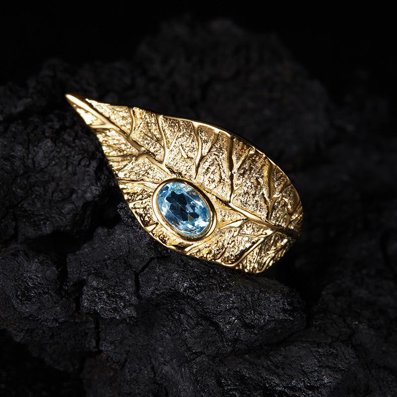 Original Leaf Design S925 Sterling Silver With Natural Garnet Topaz Peridot Colored Treasure Necklace Set