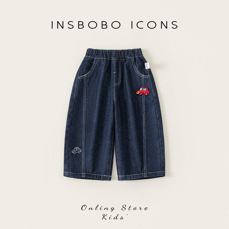 Insbobo Girls  Pants 2026 Spring New Boys  Jeans Children s Stylish Straight-Leg Pants Children s Pants Spring Wear Cowboy Blue 80