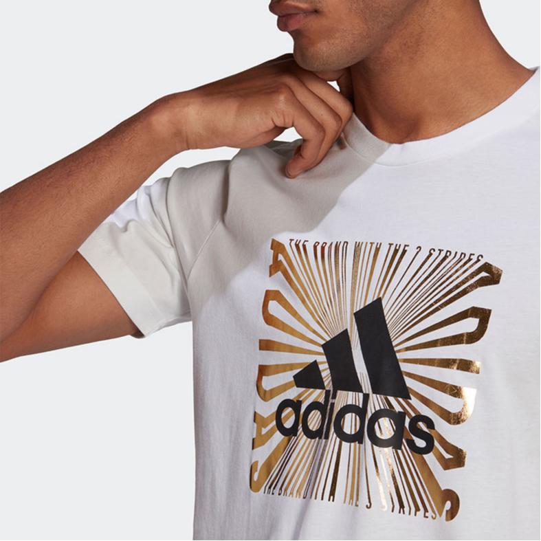 Adidas Alphabet Logo Print Casual Breathable Short Sleeve T-Shirt Men Tops White GL2392
