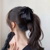 Elegant Mesh Large Bow Banana Hair Clip for Women - Vertical High Ponytail & Twist Hair Accessory