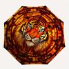 1pc Tiger StainedGlass Automatic Open/close Folding Compact Umbrella, 8-Rib Sturdy Canopy, Lightweight Portable, Everyday Use, Gift, Outdoor Umbrella,