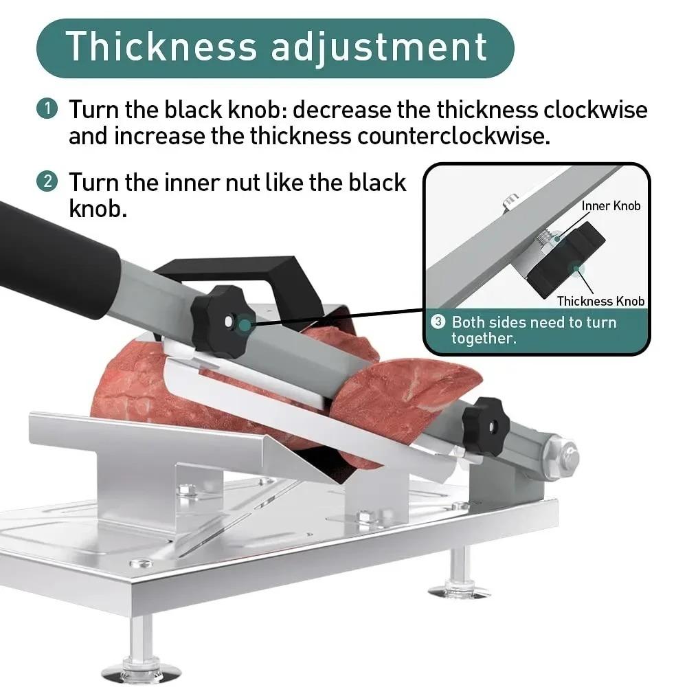 Manual Frozen Meat Slicer Upgraded Stainless Steel Meat Cutter for Beef Mutton Bacon Home Food Slicing Machine for Hot Pot BBQ
