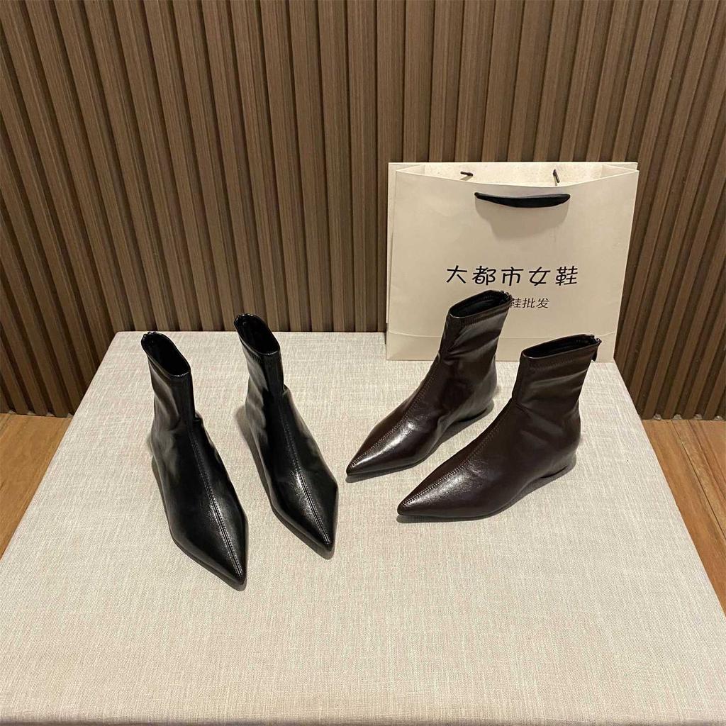 Pointed head height increases, legs are long, short boots, elastic boots, trendy bare boots, European thin and fashionable