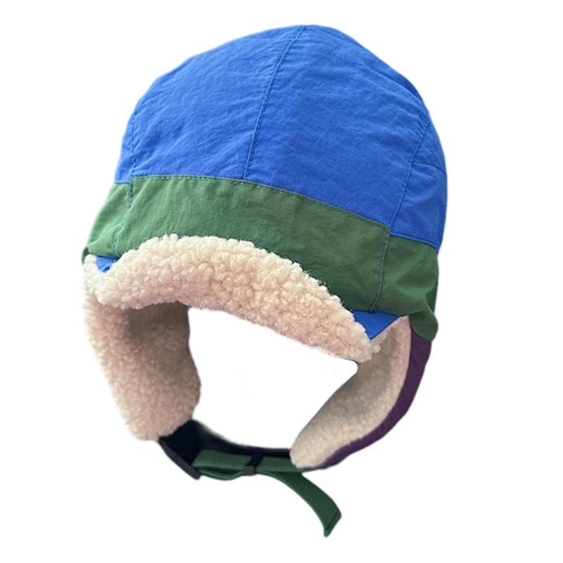 Trendy Color Blocked Winter Trapper Hat with Warm Padded Design For Running Camping Street Wear Headwear Unisex