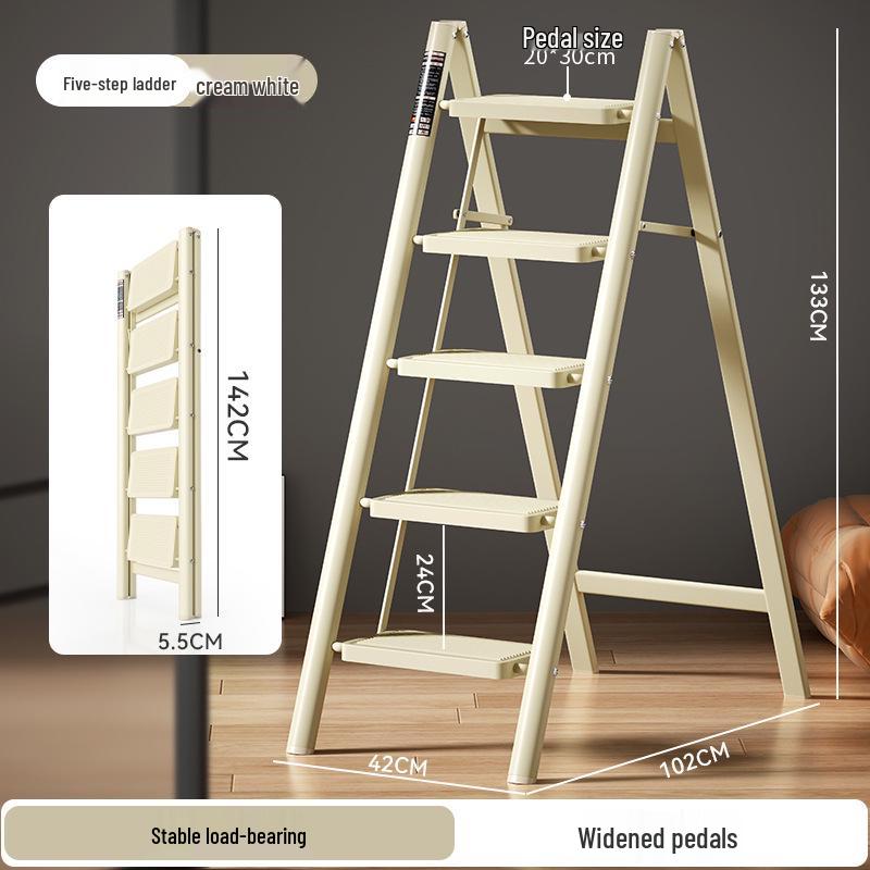 Multifunctional Folding A-Frame Ladder: Indoor Thickened Small Step Ladder with 3-4 Steps & Flower Stand