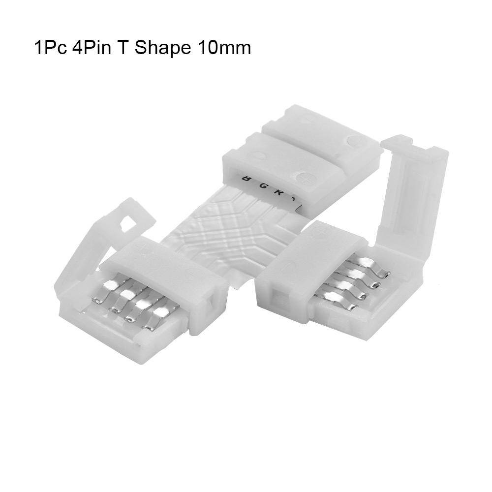 Quality 10mm Connector 4 Pin L T Cross Shape PCB Solderless Corner Connector Strip Connector For RGB 3528 5050 Led Strip Light
