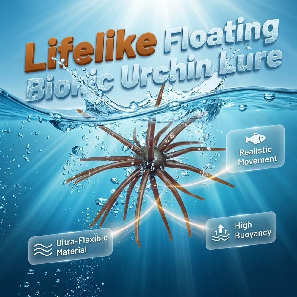Lure Bait for Black Pits, Sea Urchin Soft Lure, Super Durable Tentacle Creature Lure for Bass Pike Trout Fishing Easy Catch