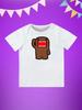 Round Neck Printed Pattern Pullover Short Sleeve Kids Tops Domo Kun Character