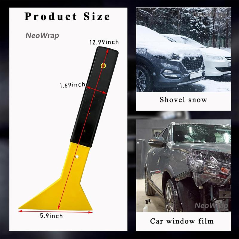 Car Windshield Snow Frost Ice Removal Shovel Scraper Cleaning Tool Triangle Window Tinting Squeegee with Non-Slip Long Handle