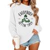 Everybody Clover Letter Print Casual Crewneck Sweatshirt Women