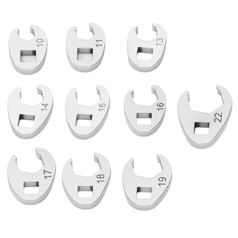 10Pcs/set 3/8Inch Drive Crowfoot Wrench 10-22mm Open End Spanner For Torque Wrench Repair Hand Tools