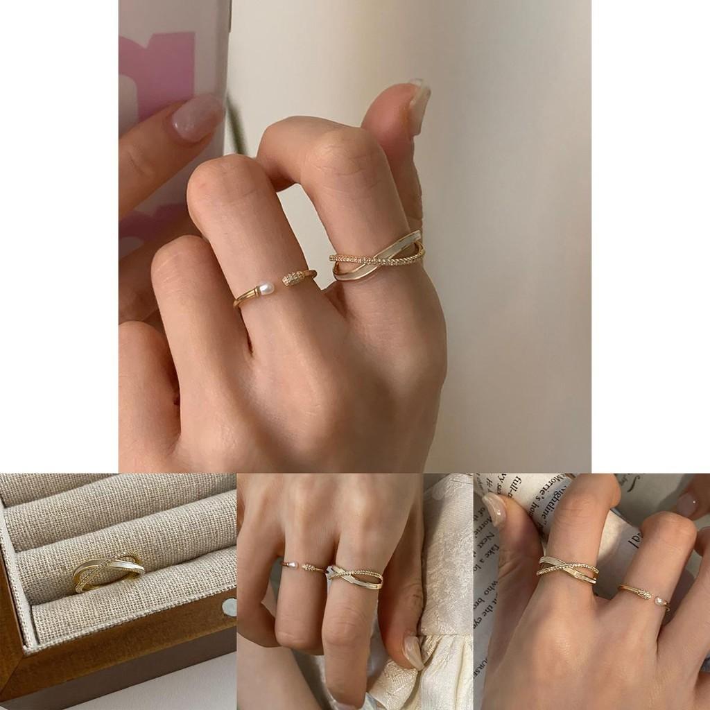 Korean Artistic Daejeon 2022 Trendy Shell Cross Ring For Women Modern Fashionable Hand Jewelry