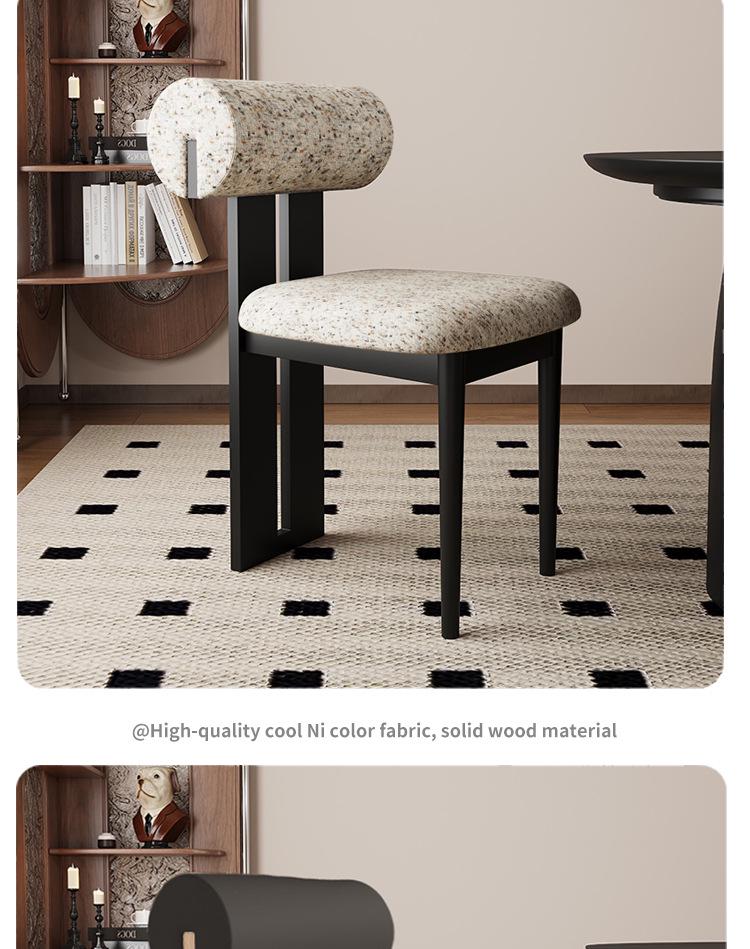 Nordic Solid Wood Dining Chair with Upholstered Soft Backrest - Cotton & Linen Fabric, Designer Style for Home or Cafe Use