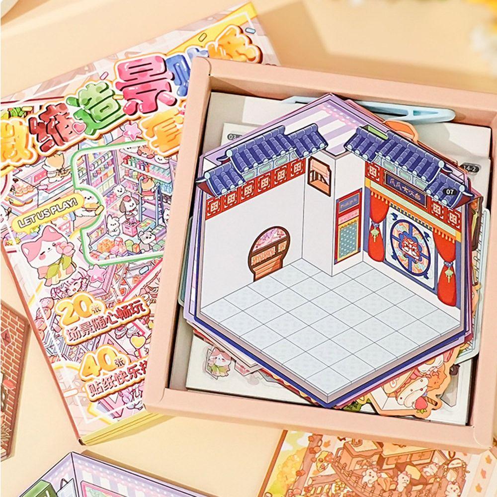 3D Miniature Scene 3D Stickers DIY Notebook Sticker Cartoon Landscape Sticker Book  Children Gift