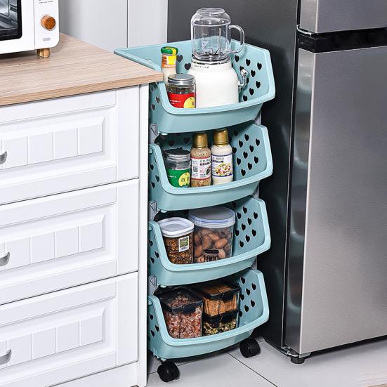 Storage Basket Multifunctional High Capacity Stackable Hollow-out Fruit Vegetable Organizer for Kitchen