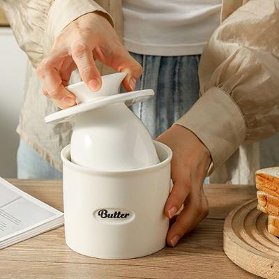 Keramik-Butterdose mit großem Fassungsvermögen mit Deckel Buttergefäß Glatter Rand Butterhalter Restaurant