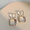 Vintage Transparent Square Glass Crystal Pendant Earring for Women Korean Fashion Zircon Wedding Party Elegance Accessories