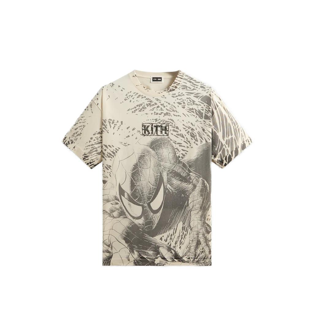 Kith x Marvel Spiderman All-Over Printed Vintage Tee Black Men Tops KHM034327-104 M
