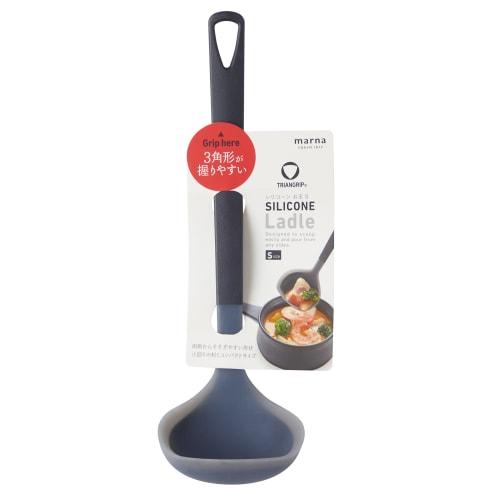 Marna Triangrip Silicone Ladle, Small (Black/Heat-Resistant/Hanging), Easy-to-Grip, Small Ladle, Kitchen Utensil, K778BK