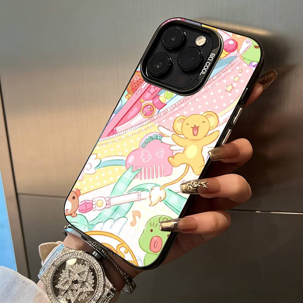 Anime cards-girl-sakura Phone Case For iPhone 17,16,15,14,13,12,11 Plus Pro Max Colored Silver Phone Case