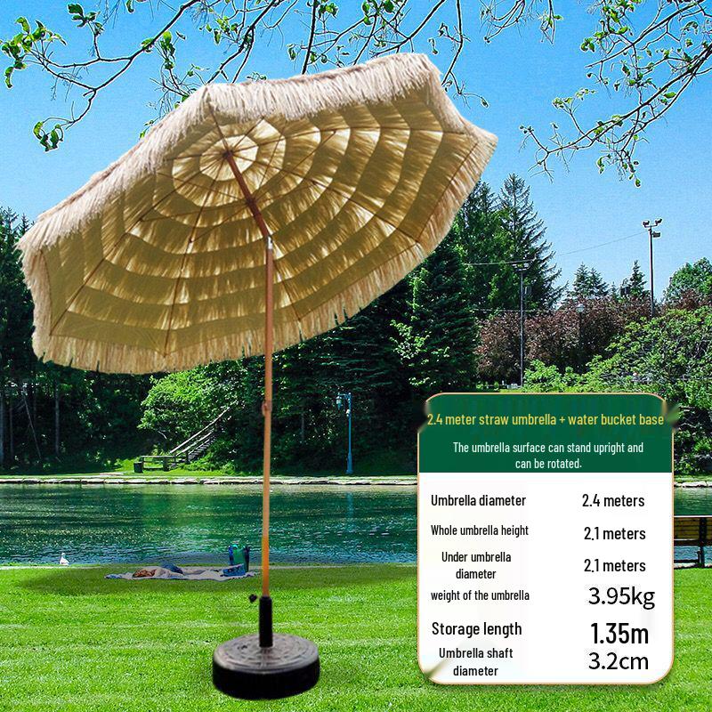 Imitation Thatch Outdoor Sunshade Umbrella - Garden, Courtyard, and Photography Decor Prop