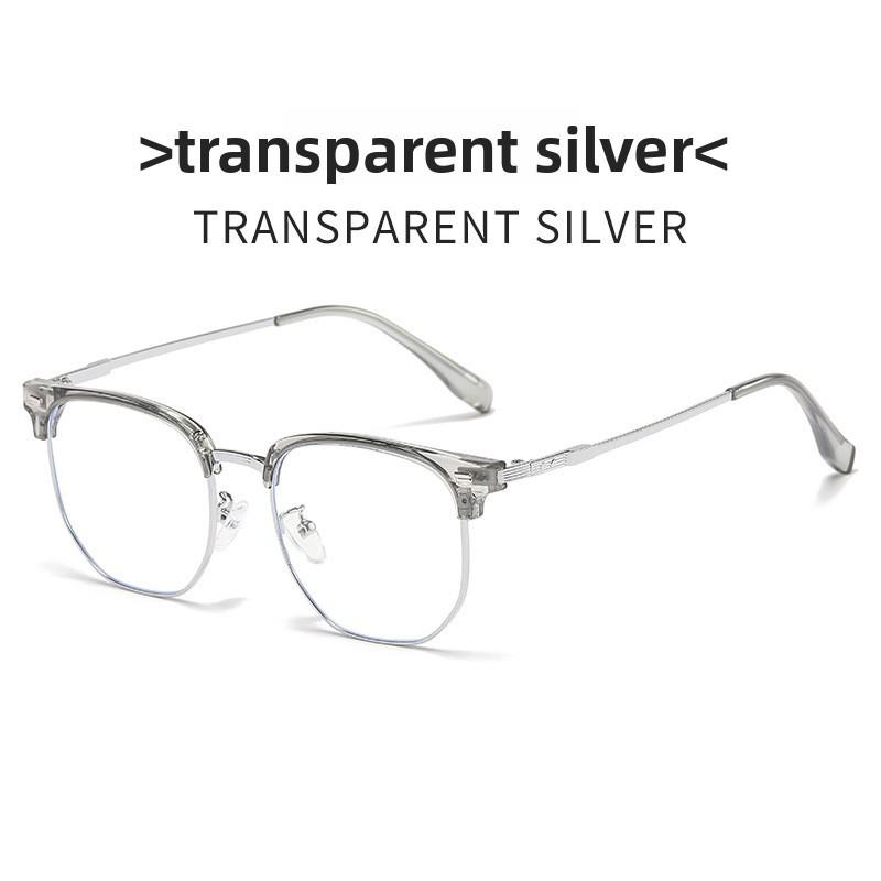 Mens Fashion Half Frame Glasses With Blue Light Blocking For Business And Casual Use