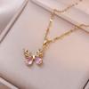 Women's Butterfly Zirconia Clavicle Necklace: Elegant, Fashionable, Titanium Steel Jewelry