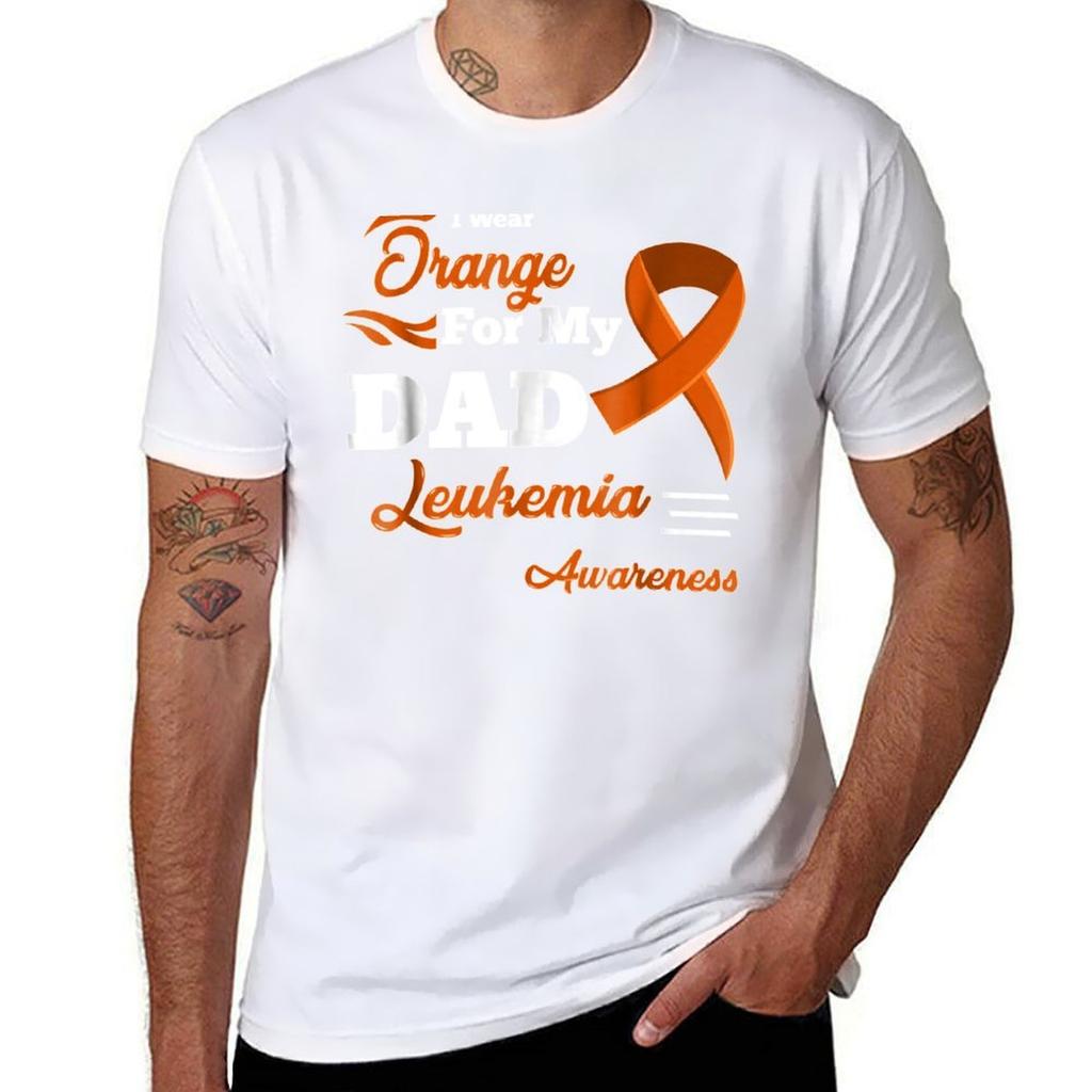 I Wear Orange For My Dad Leukemia Awareness Tshirt Relaxed Casual Short Sleeve Tee