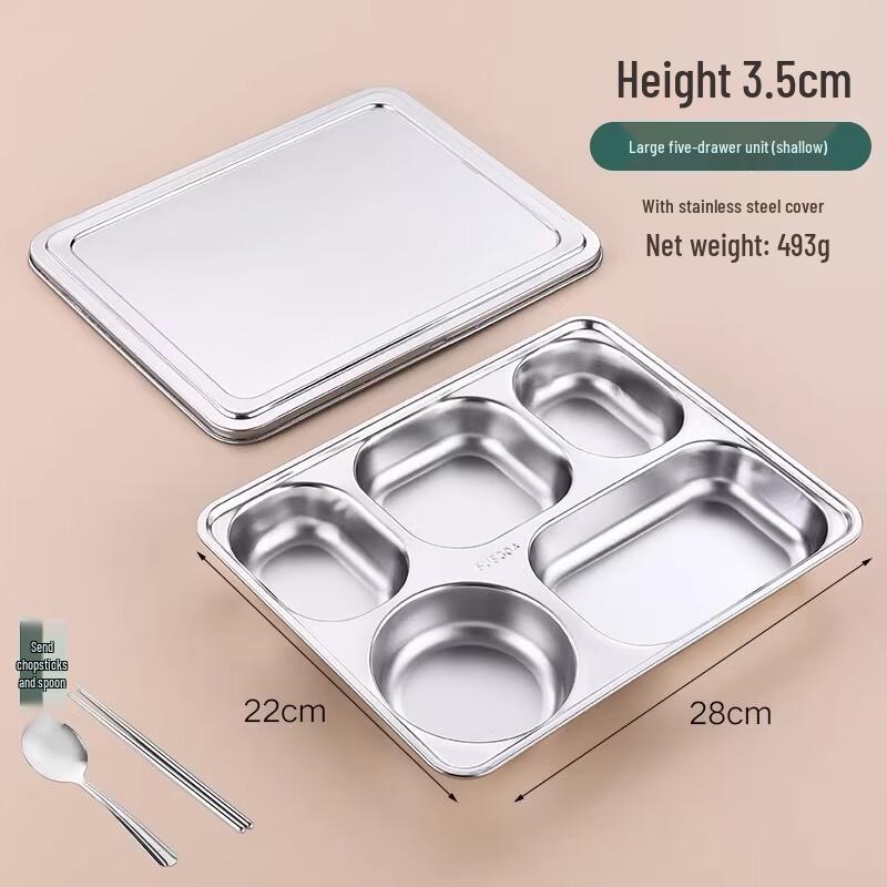 304 Stainless Steel Divided Lunch Plate