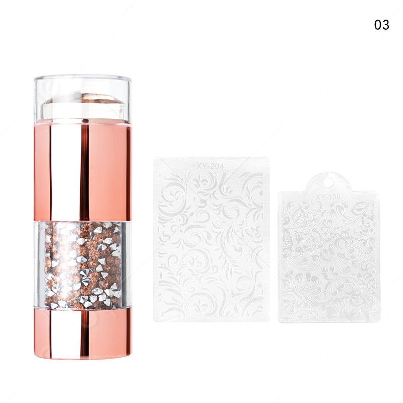 

1 Set Silicone Double-end Crystal Handle Nail Art Stamper and Nail Stamping Plates Set