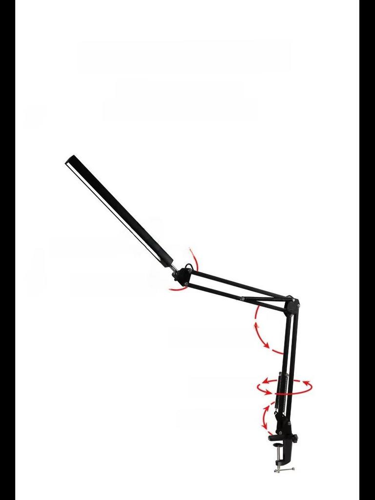 Lámpara de escritorio con protección ocular LED con USB para dormitorio, mesita de noche o lectura: diseño de clip plegable de brazo largo.