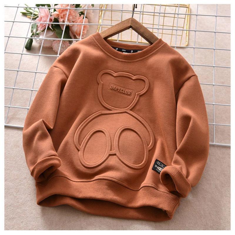 Korean Style Boys' Cartoon Bear Long Sleeve T-shirt, Spring/Autumn 2023 Collection
