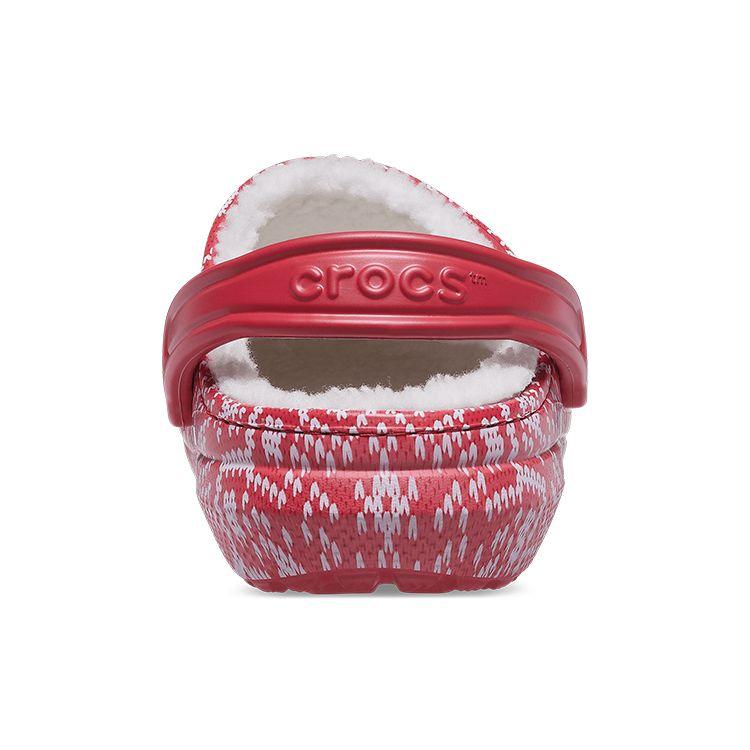 Crocs Classic Lined Clog Holiday Charm - Red Unisex Sneakers White 207687-646