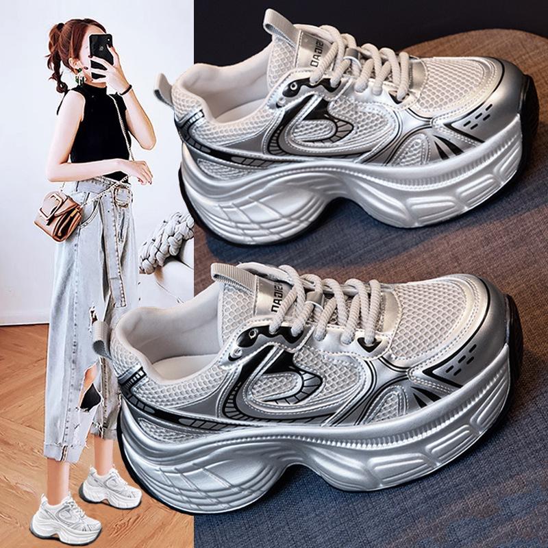 Inner Height-increasing Dad Shoes Women's 2025 New Autumn Great-looking Platform Women's Shoes Versatile and Lightweight Sports and Leisure Shoes