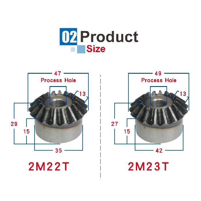 1 Piece Bevel Gear 2M22T/23T/24T/25T/26T/27T Gear 90 Degrees Meshing Angle Carbon Steel Transmission Ratio 1:1 Transmission Part