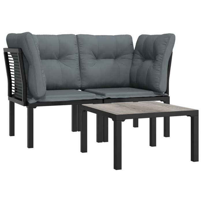 VidaXL Garden Lounge Set 3 Pcs, Patio Furniture Set, Outdoor Furniture, Patio Chair, Modern, Black and Grey 3187730