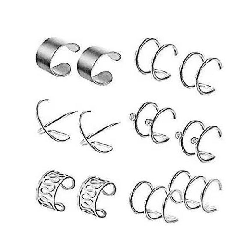 Non-Piercing Cartilage Ear Cuff Collection, 12 Pieces Women's Clip On Earrings for Club Party Statement Look