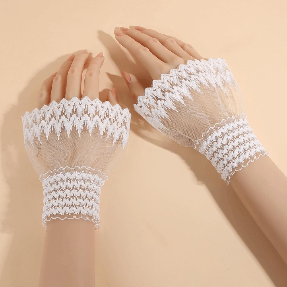 Elastic Lace Cuffs Sun Protection Lace Ruffled Wrist Fashion Fake Sleeves  for Stage Performance