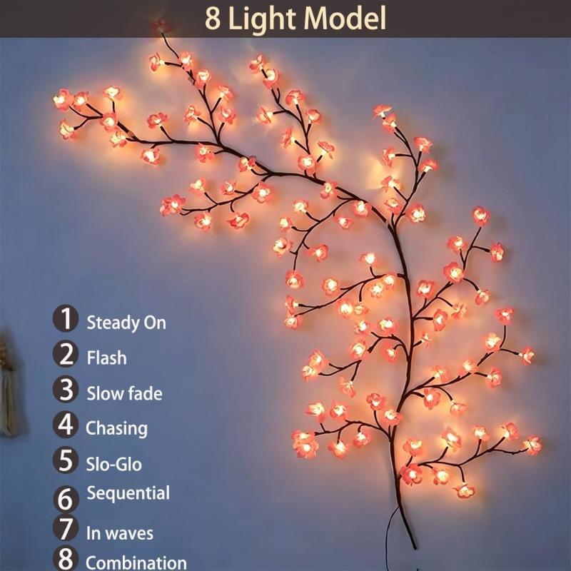 Fall Maple Leaf Vine Lights 48 Warm White USB Bendable Artificial Autumn Garland For Wall Bedroom Thanksgiving Home Decor