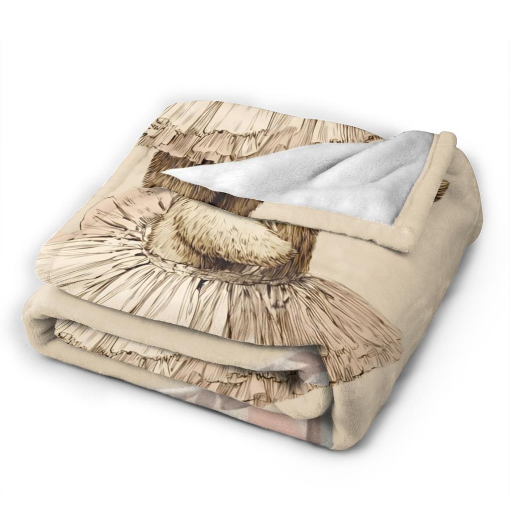 Soft Warm BlanketKids Adult Camping Border Painting Art Bear Throw Blanket  Flannel Bedspread For Bedroom Novelty Sofa Bed Cover