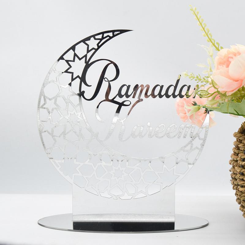Ramadan Kareem Akrylová ozdoba Eid Mubarak Dekorace pro domov Islámské muslimské párty potřeby Zlatá měsíční dekorace Dárek k EID Al Adha