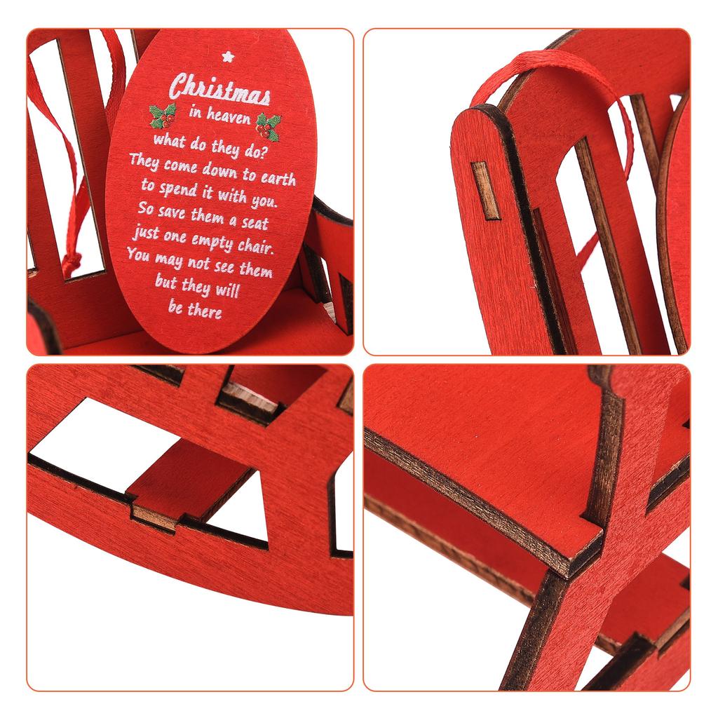 Wooden Heavenly Memorial Chair Pendant Red Xmas In Heaven Memorial Ornament for Xmas Home Decor