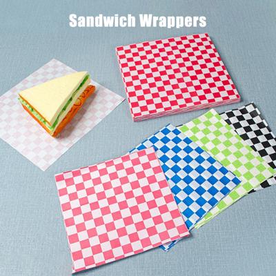 50Pcs Sandwich Wrappers Grease Resistant Deli Paper for Food Classic Checkered Basket Liners Sandwich Wrapping