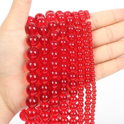 Eco-friendly Glazed Red Glass Beads (4-14mm) for DIY Necklaces & Beaded Curtains
