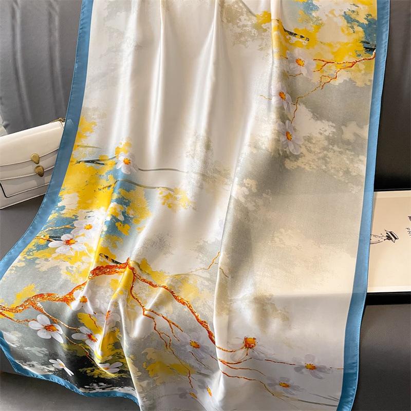 High-End Women's Chinese Style Silk Scarf: Summer Liji Brocade, 90x180, Sun Protection, Perfect Gift Shawl