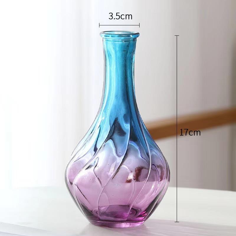 European Thread Vase Small Fresh Tabletop Inserted Colored Glass Household Decoration Vase Small Mouth Vase