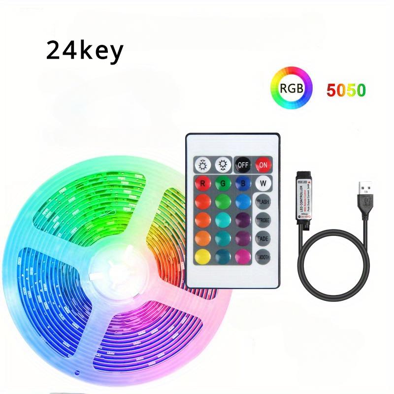 Tira de luz LED RGB 5050 Tira de luz que cambia de color Tira de luz inteligente Control remoto de 3 teclas Luz nocturna Decoración Sala de estar Fiesta de Navidad