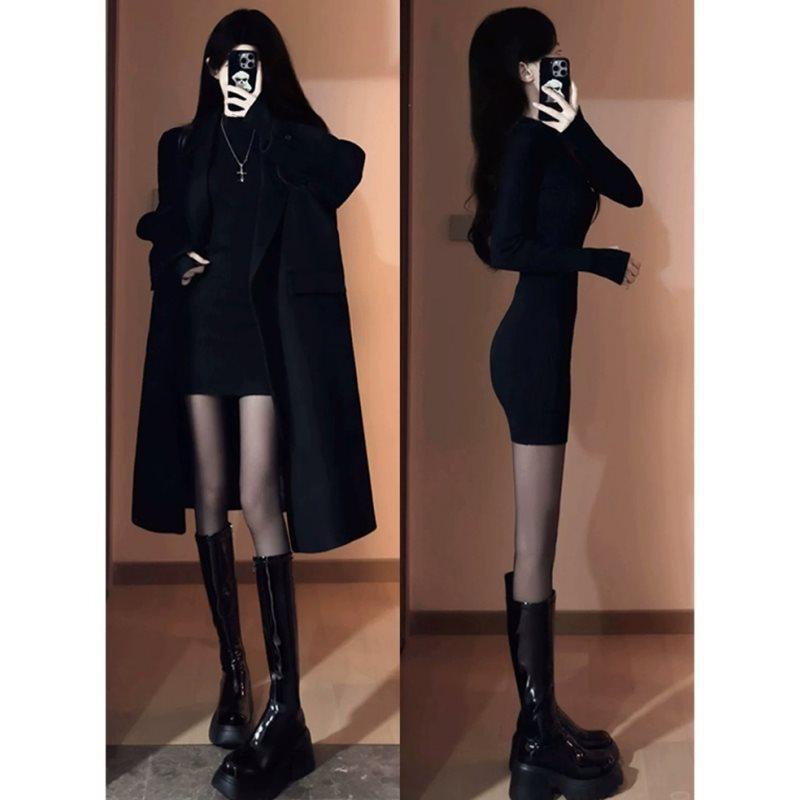 Women's Black Bodycon Inner Dress - Sexy Spring, Summer, Autumn Overcoat Base 2025