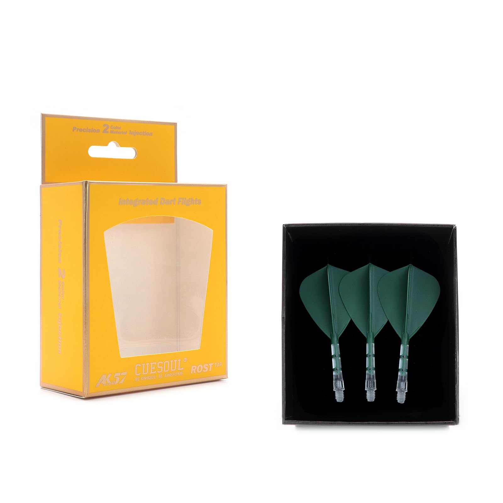 

CUESOUL ROSTAK57 T19 Series Color Dual Material Mix Shaft Integrated Flight Kite Shape Series Set of 3 Two-tone (Dark Green) CS-AK57FZ3M
